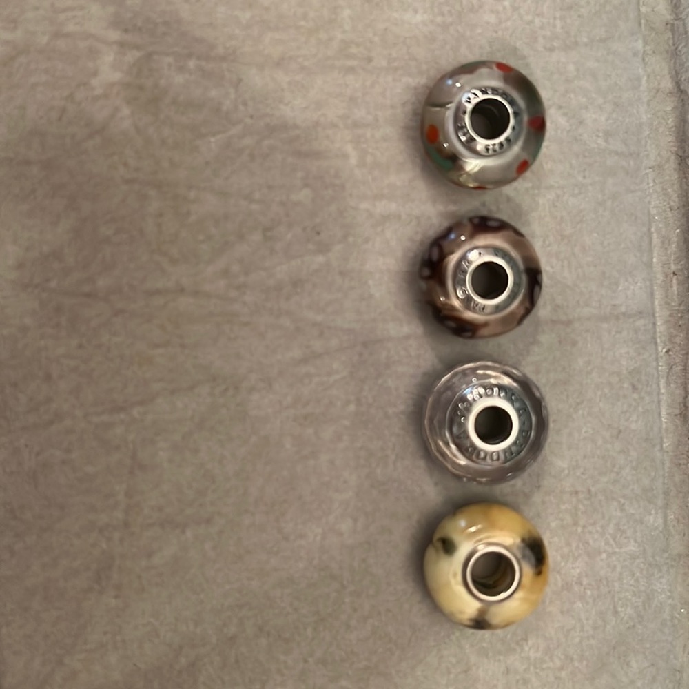 3 pandora glass charms + amber charm